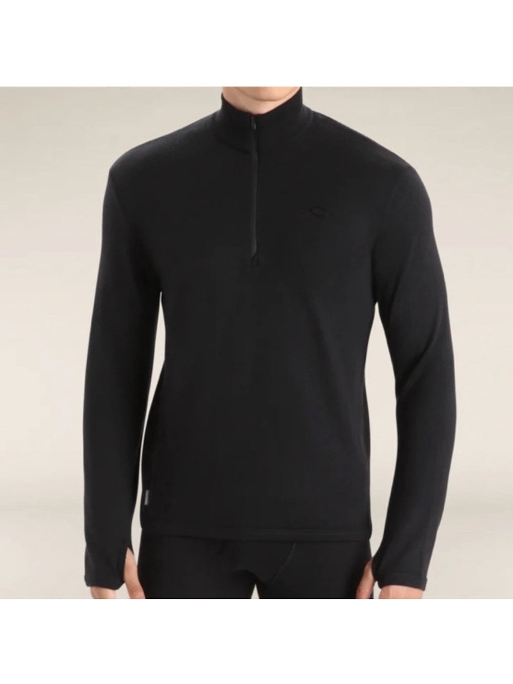 Icebreaker Wool Half Zip Up Sweater Size Medium Base Layer Black Winter Mens